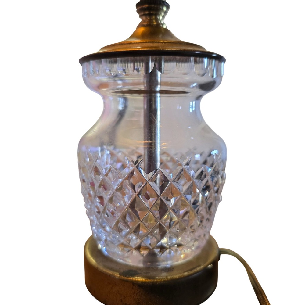 Waterford Crystal Vintage Table Lamp Clear Gold Traditional Diamond Cut Ireland